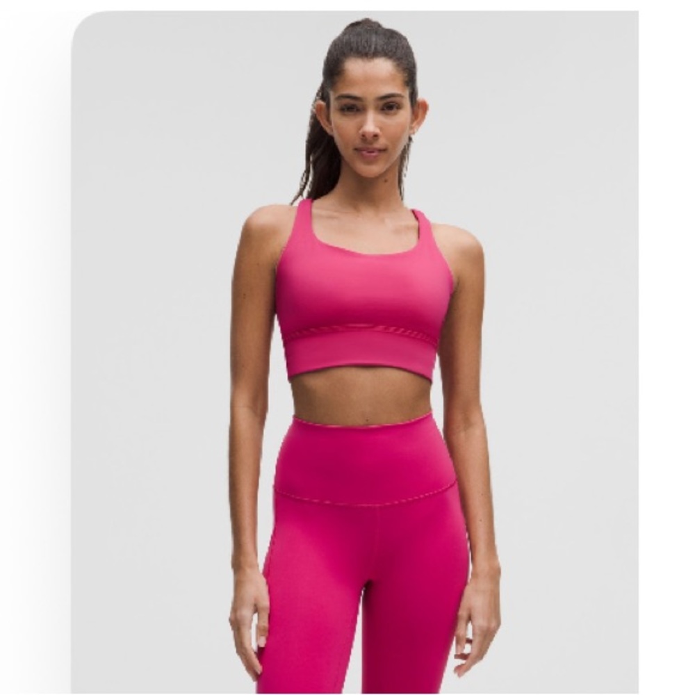 Lululemon Energy Longline Bra + Wunder Train High Rise Crop 23”-Raspberry Coulis
